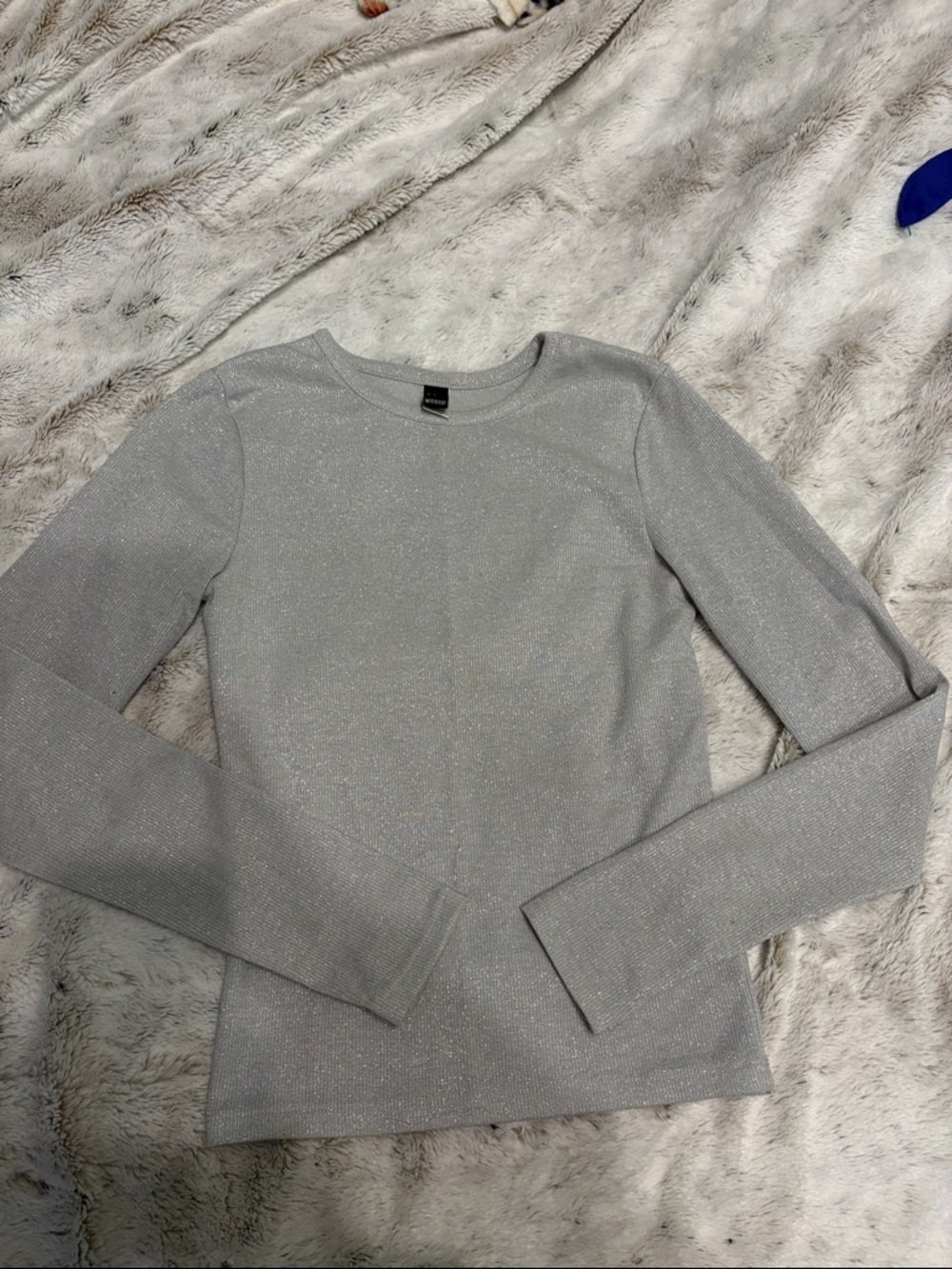 Windsor Sparkle Silver Long-Sleeve Crewneck Top